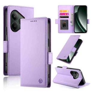 For Realme GT 6 Global Side Buckle Magnetic Frosted Leather Phone Case(Purple)