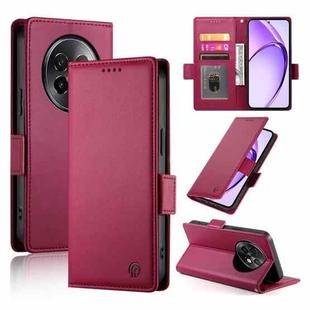 For Realme 13+ Side Buckle Magnetic Frosted Leather Phone Case(Wine Red)