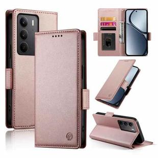For Realme C75 / Realme 14x Side Buckle Magnetic Frosted Leather Phone Case(Rose Gold)