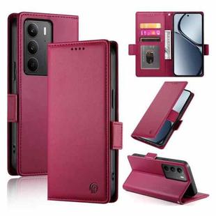 For Realme C75 / Realme 14x Side Buckle Magnetic Frosted Leather Phone Case(Wine Red)