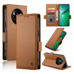For Realme 14 Pro Side Buckle Magnetic Frosted Leather Phone Case(Brown)