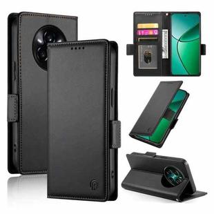 For Realme 14 Pro+ Side Buckle Magnetic Frosted Leather Phone Case(Black)