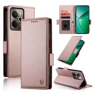 For Realme 14 / Realme P3 5G Side Buckle Magnetic Frosted Leather Phone Case(Rose Gold)