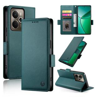 For Realme 14 / Realme P3 5G Side Buckle Magnetic Frosted Leather Phone Case(Dark Green)