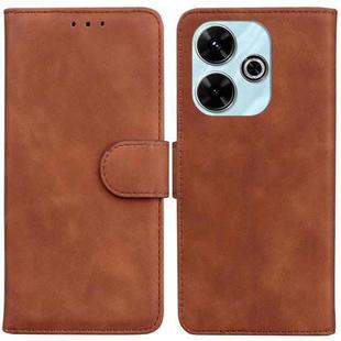 For Xiaomi Poco M6 4G Skin Feel Pure Color Flip Leather Phone Case(Brown)