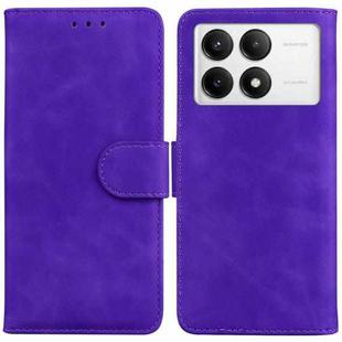 For Xiaomi Poco F6 Pro Skin Feel Pure Color Flip Leather Phone Case(Purple)