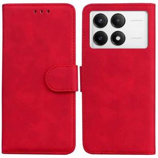 For Xiaomi Poco F6 Pro Skin Feel Pure Color Flip Leather Phone Case(Red)