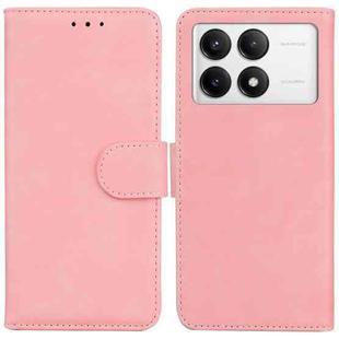 For Xiaomi Poco F6 Pro Skin Feel Pure Color Flip Leather Phone Case(Pink)