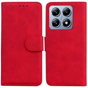 For Xiaomi 14T Pro Skin Feel Pure Color Flip Leather Phone Case(Red)