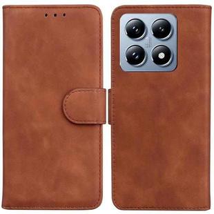 For Xiaomi 14T Pro Skin Feel Pure Color Flip Leather Phone Case(Brown)