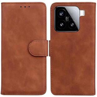 For Xiaomi 15 Skin Feel Pure Color Flip Leather Phone Case(Brown)