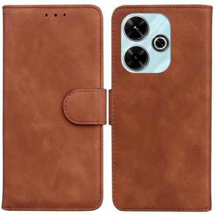 For Xiaomi Redmi 13 4G Skin Feel Pure Color Flip Leather Phone Case(Brown)