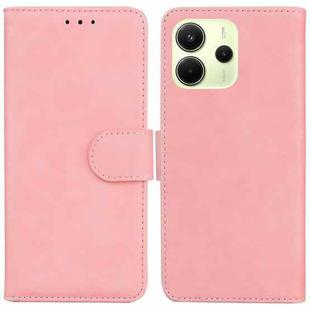 For Redmi Note 14 4G 163.25mm Skin Feel Pure Color Flip Leather Phone Case(Pink)