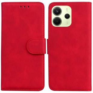 For Redmi Note 14 4G 164.84mm Skin Feel Pure Color Flip Leather Phone Case(Red)