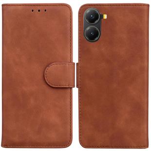 For Redmi Turbo 4 / Xiaomi Poco X7 Pro Skin Feel Pure Color Flip Leather Phone Case(Brown)