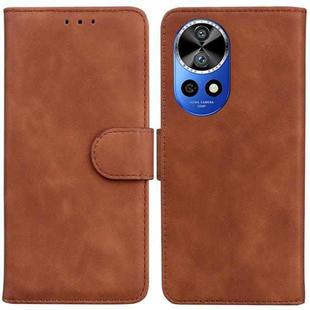 For Huawei nova 12 Pro Skin Feel Pure Color Flip Leather Phone Case(Brown)