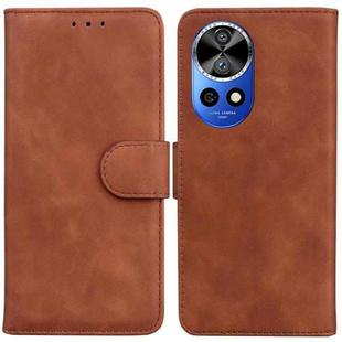 For Huawei nova 12 Ultra Skin Feel Pure Color Flip Leather Phone Case(Brown)