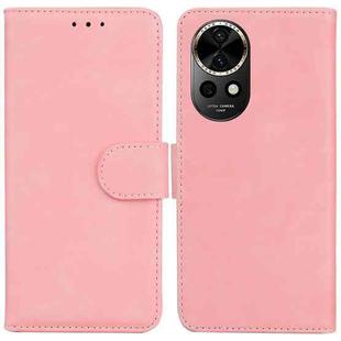 For Huawei nova 12 Skin Feel Pure Color Flip Leather Phone Case(Pink)