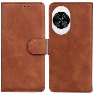 For Huawei nova 14 Skin Feel Pure Color Flip Leather Phone Case(Brown)