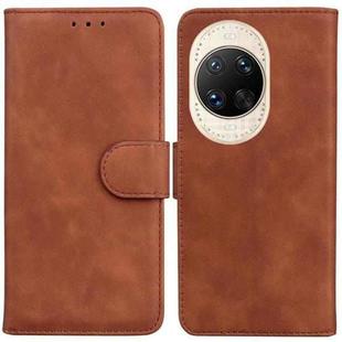 For Huawei nova 14 Ultra Skin Feel Pure Color Flip Leather Phone Case(Brown)