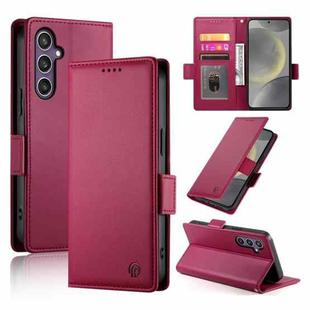 For Samsung Galaxy S24 5G Side Buckle Magnetic Frosted Leather Phone Case(Wine Red)