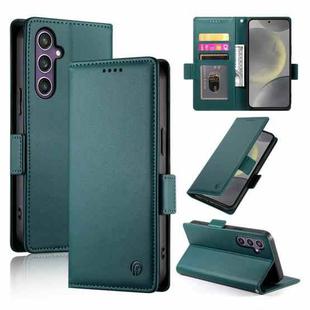 For Samsung Galaxy S24 5G Side Buckle Magnetic Frosted Leather Phone Case(Dark Green)