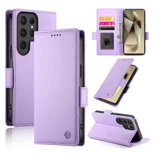 For Samsung Galaxy S24 Ultra 5G Side Buckle Magnetic Frosted Leather Phone Case(Purple)