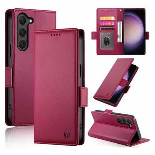 For Samsung Galaxy S23 5G Side Buckle Magnetic Frosted Leather Phone Case(Wine Red)