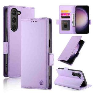 For Samsung Galaxy S23 5G Side Buckle Magnetic Frosted Leather Phone Case(Purple)