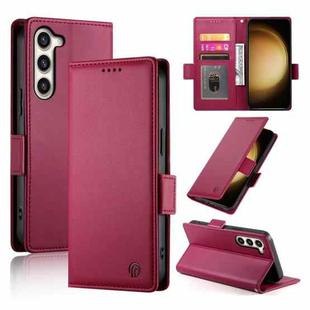 For Samsung Galaxy S23+ 5G Side Buckle Magnetic Frosted Leather Phone Case(Wine Red)