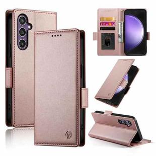 For Samsung Galaxy S23 FE 5G Side Buckle Magnetic Frosted Leather Phone Case(Rose Gold)