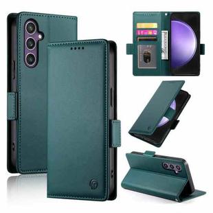 For Samsung Galaxy S23 FE 5G Side Buckle Magnetic Frosted Leather Phone Case(Dark Green)