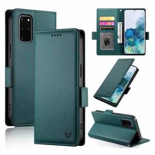 For Samsung Galaxy S20+ 5G Side Buckle Magnetic Frosted Leather Phone Case(Dark Green)