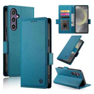 For Samsung Galaxy S25 5G Side Buckle Magnetic Frosted Leather Phone Case(Blue)