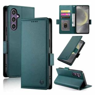 For Samsung Galaxy S25 5G Side Buckle Magnetic Frosted Leather Phone Case(Dark Green)