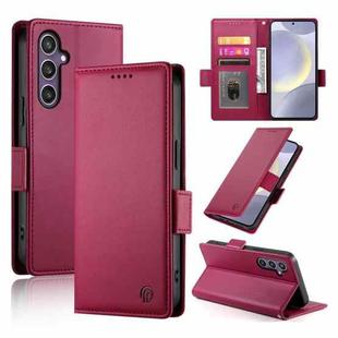 For Samsung Galaxy S25+ 5G Side Buckle Magnetic Frosted Leather Phone Case(Wine Red)