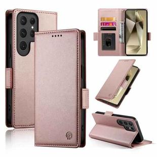 For Samsung Galaxy S25 Ultra 5G Side Buckle Magnetic Frosted Leather Phone Case(Rose Gold)