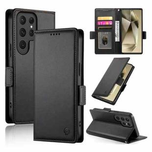 For Samsung Galaxy S25 Ultra 5G Side Buckle Magnetic Frosted Leather Phone Case(Black)