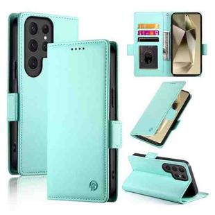For Samsung Galaxy S25 Ultra 5G Side Buckle Magnetic Frosted Leather Phone Case(Mint Green)