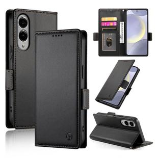 For Samsung Galaxy S25 Edge 5G Side Buckle Magnetic Frosted Leather Phone Case(Black)