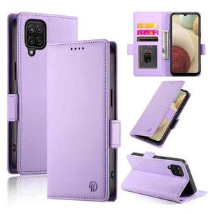 For Samsung Galaxy A12 5G / M12 Side Buckle Magnetic Frosted Leather Phone Case(Purple)