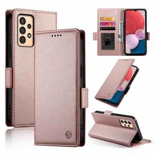 For Samsung Galaxy A13 4G / 5G / A04s Side Buckle Magnetic Frosted Leather Phone Case(Rose Gold)