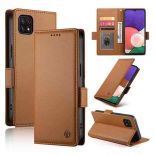 For Samsung Galaxy A22 5G / F42 5G Side Buckle Magnetic Frosted Leather Phone Case(Brown)