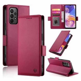 For Samsung Galaxy A23 4G / 5G Side Buckle Magnetic Frosted Leather Phone Case(Wine Red)