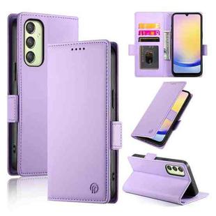 For Samsung Galaxy A25 5G Global Side Buckle Magnetic Frosted Leather Phone Case(Purple)