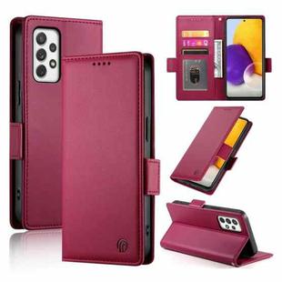 For Samsung Galaxy A72 4G / 5G Side Buckle Magnetic Frosted Leather Phone Case(Wine Red)