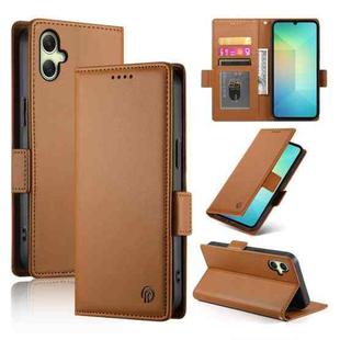 For Samsung Galaxy A06 4G Side Buckle Magnetic Frosted Leather Phone Case(Brown)