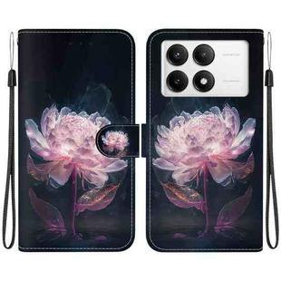 For Xiaomi Redmi K70 Pro / K70 Crystal Texture Colored Drawing Leather Phone Case(Purple Peony)