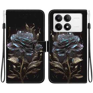 For Xiaomi Redmi K70 Pro / K70 Crystal Texture Colored Drawing Leather Phone Case(Black Rose)