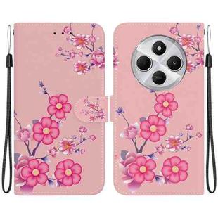 For Redmi 14C 4G Crystal Texture Colored Drawing Leather Phone Case(Cherry Blossoms)